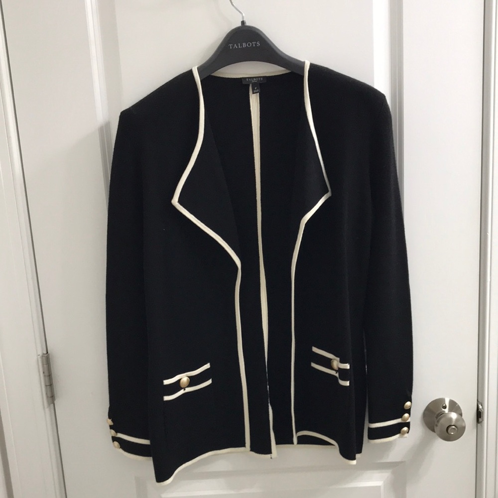 Talbots Black and Ivory  Cardigan